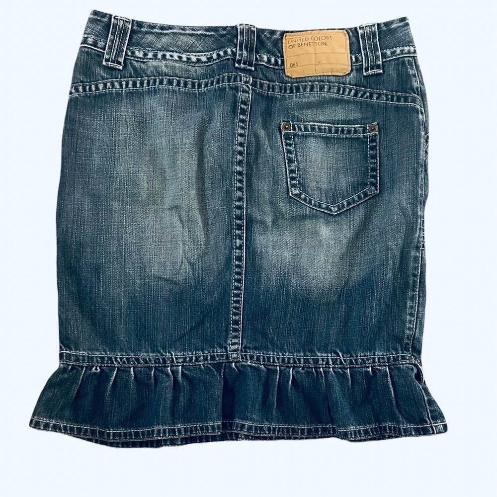 United Colors Of Benetton Blue Denim Distressed Skirt - Picture 5 of 6